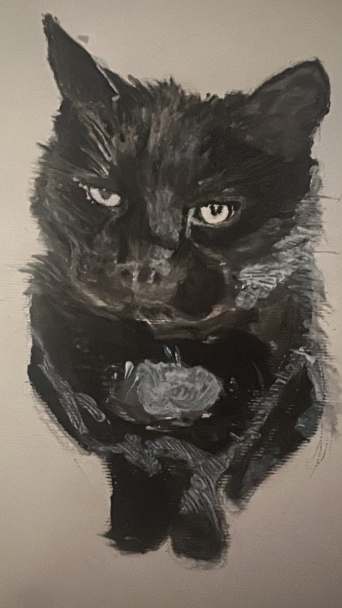 A fine art print of a black cat painting by Ceri, from the prints collection